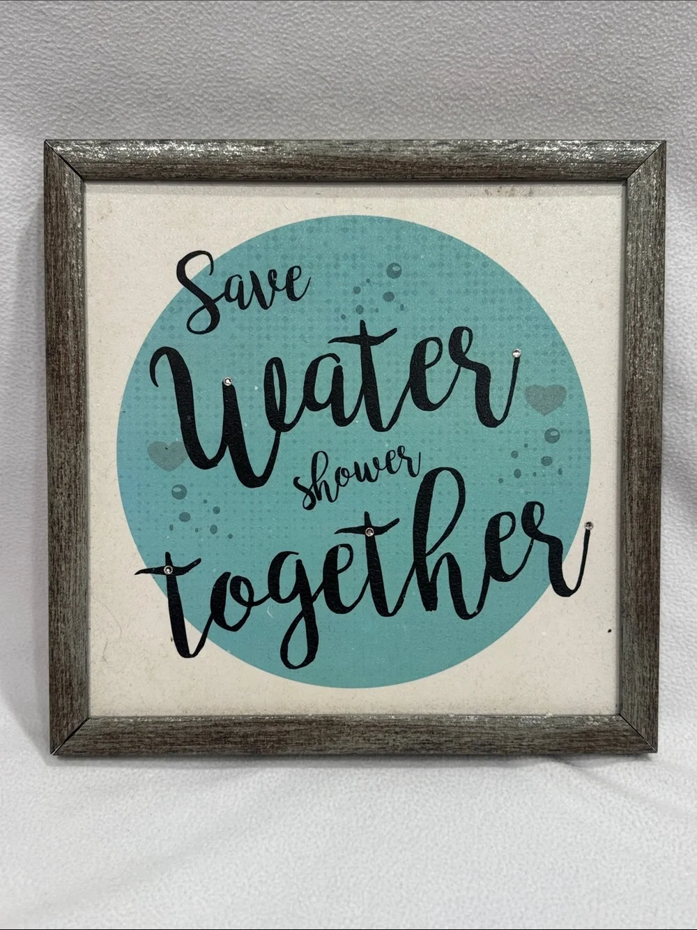 Save Water Shower Together Framed Wall Sign - Teal
